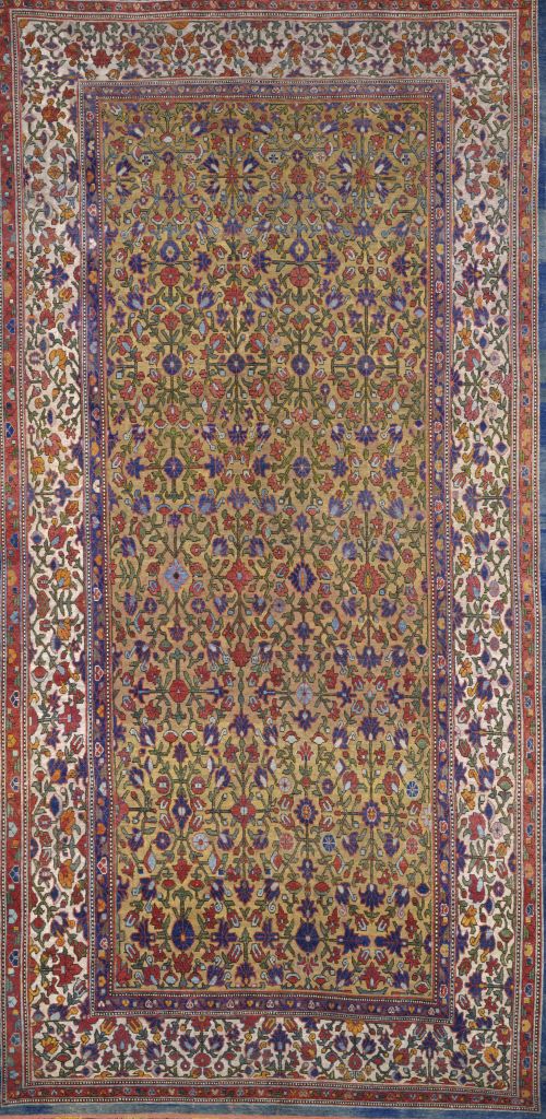 图片[1]-Xinjiang tufted flower carpet with silver edge and gold thread-China Archive